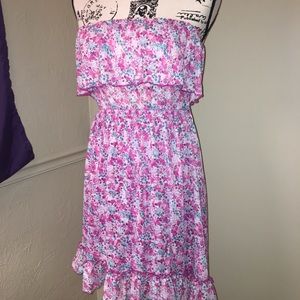High low strapless floral dress size small